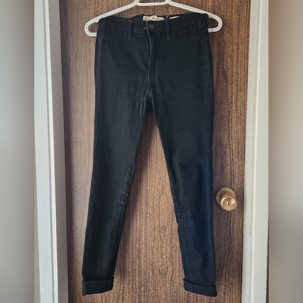 Hollister Black Denim Jeans Super Skinny High Rise Size 24